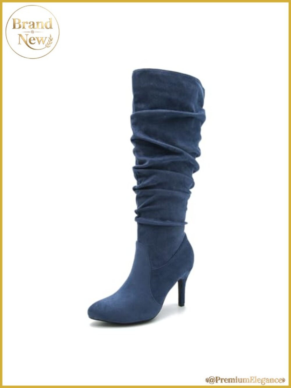 Slouchy Knee High Boots Side Zipper Stiletto Pointed Toe